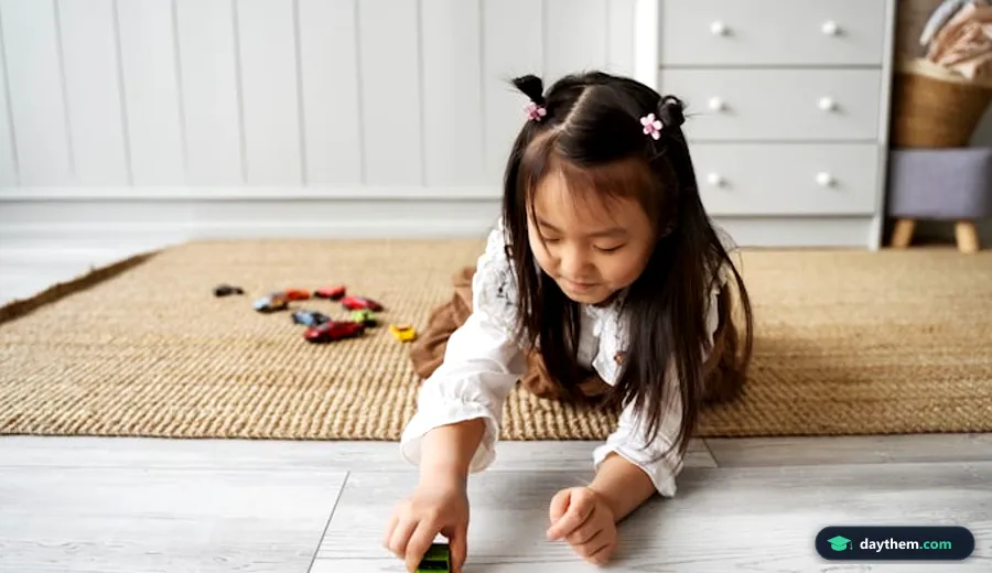 Trẻ nhỏ đang mỉm cười và vui chơi trong hoạt động tại nhà